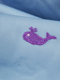 Carolina Blue/Bright Grape/White Cotton/Polyester Embroidered Whales On Twill 56W