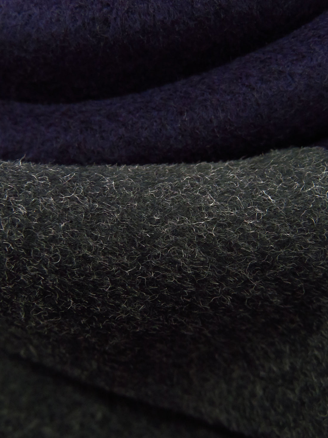Dark Charcoal/Midnight Blue-Violet 100% Wool Double Faced Coating 60W