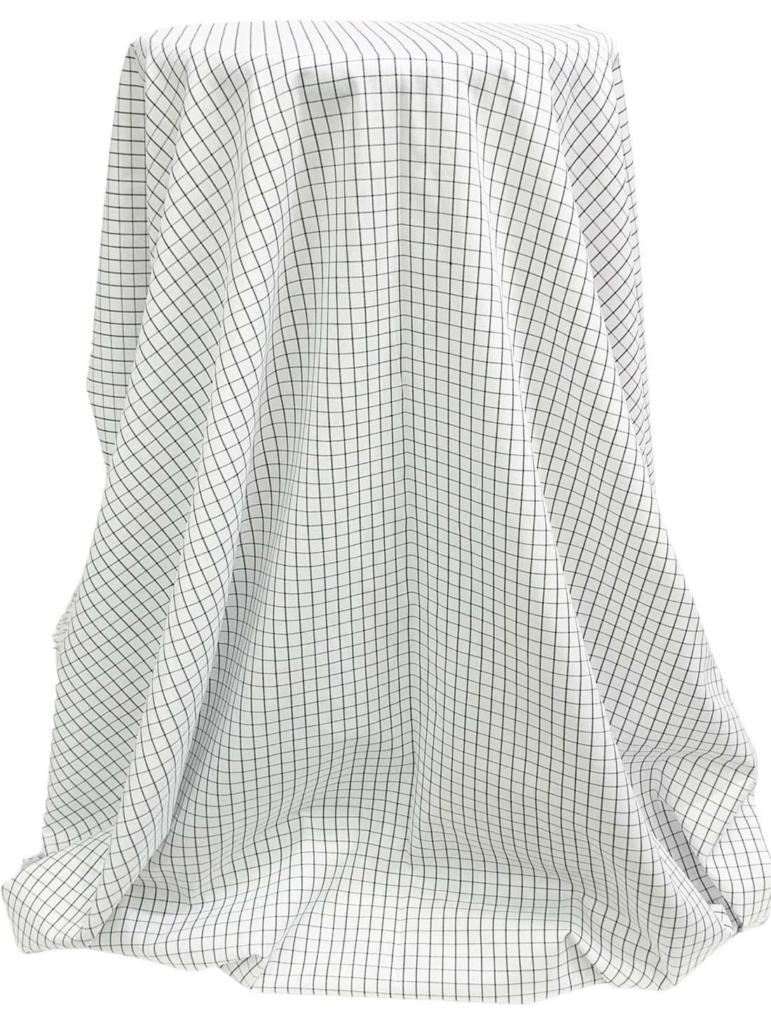 White/Black 100% Cotton Yarn-Dyed Windowpane Plaid Shirting - Robert Kaufman - 44W
