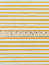 Golden Honey/White Cotton/Lycra Horizontal Stripe Print Jersey Knit 60W