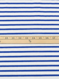 White/Cobalt Cotton/Polyester Horizontal Yarn-Dyed Stripe Jersey Knit 59W