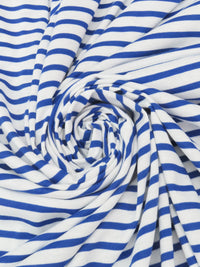 White/Cobalt Cotton/Polyester Horizontal Yarn-Dyed Stripe Jersey Knit 59W