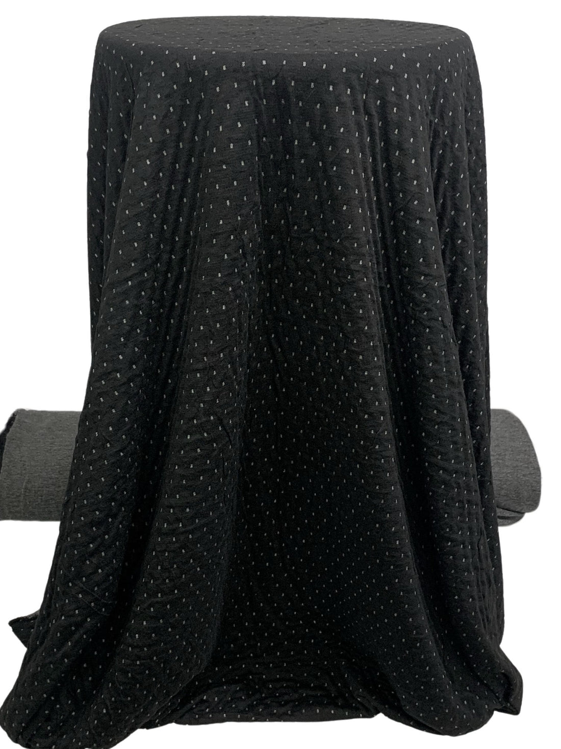 Black/Gray Polyester/Rayon Double Weave Dot Jacquard Knit - LA Designer - 55W