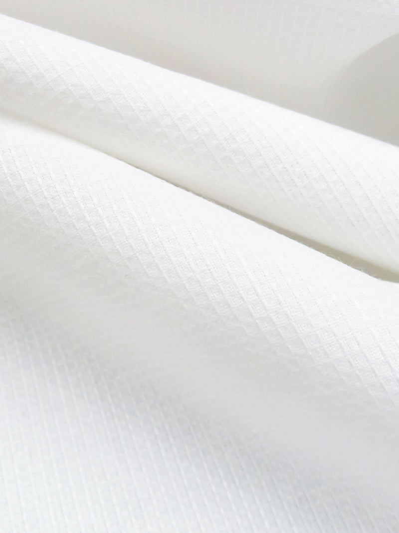 Soft White Cotton/Polyester Waffle Weave Shirting 57W