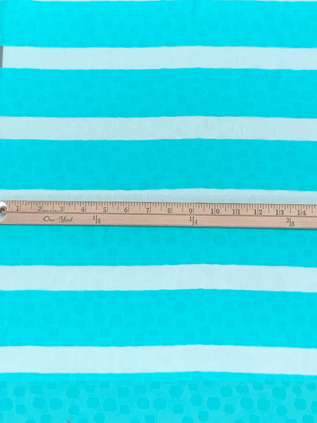 Turquoise Blue Polyester/Nylon Horizontal Jacquard Dot Stripe Organza 56W