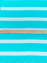 Turquoise Blue Polyester/Nylon Horizontal Jacquard Dot Stripe Organza 56W
