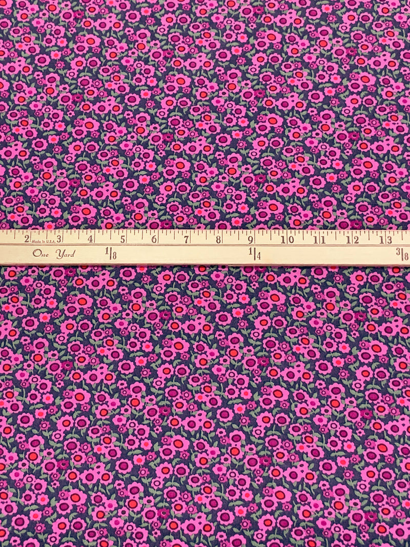 Dark Byzantium/Hot Pink/Sizzling Red/Multi 100% Rayon Floral Print Shirting 58W