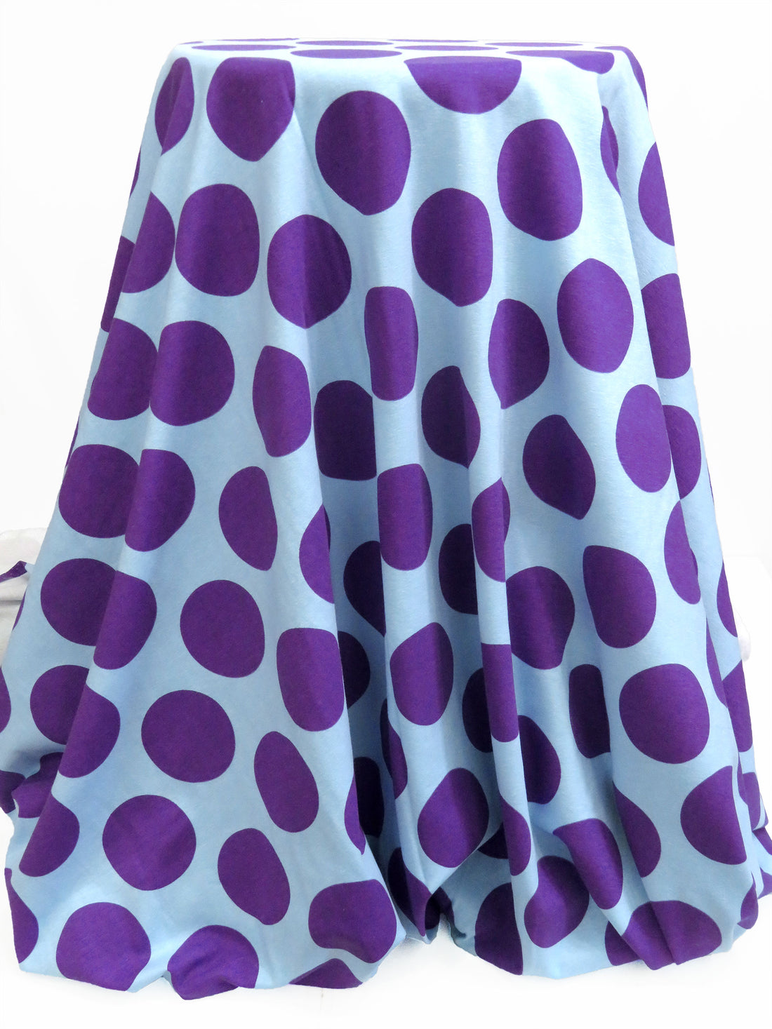 Royal Purple/Sky Blue Cotton/Lycra Large Polka Dot Print Jersey Knit 60W