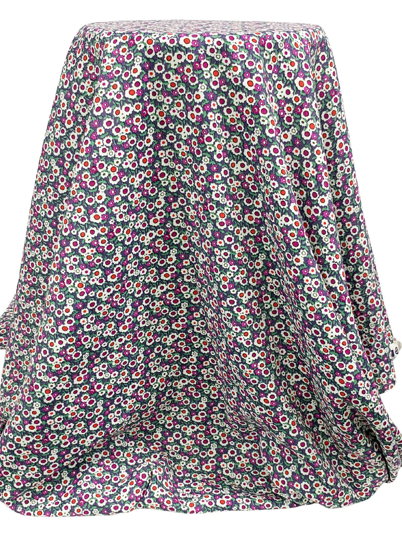 Dark Grape/Cadmium Red/White/Multi 100% Rayon Floral Print Shirting 56W