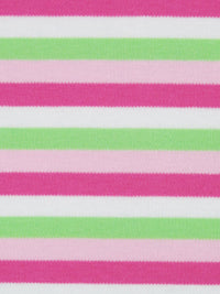 Fruit Punch Pink/Spring Bud Green/Ballet Pink/White Cotton/Polyester Horizontal Yarn-Dyed Stripe Interlock Knit 66W