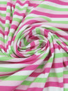 Fruit Punch Pink/Spring Bud Green/Ballet Pink/White Cotton/Polyester Horizontal Yarn-Dyed Stripe Interlock Knit 66W