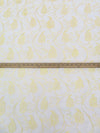 Antique White/Pastel Yellow 100% Silk Leaf Embroidered Dupioni 42W
