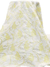 Antique White/Pastel Yellow 100% Silk Leaf Embroidered Dupioni 42W