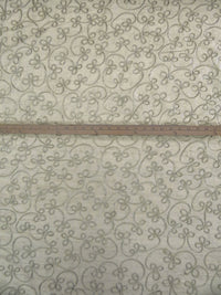 Dark Tidal Foam 100% Silk Loopy Soutache Embroidered Dupioni 42W