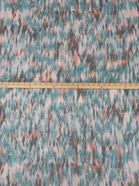 Dark Dusty Teal/Dark Gray/Pale Salmon/Multi 100% Polyester Abstract Feather Print Chiffon 56W