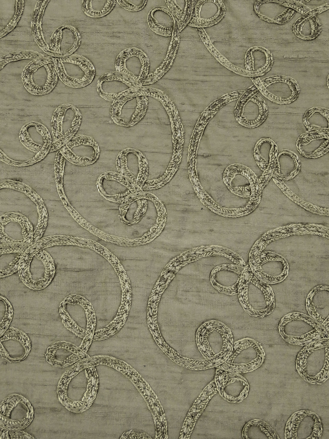 Oregano Spice 100% Silk Loopy Soutache Embroidered Dupioni 42W