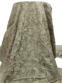 Oregano Spice 100% Silk Loopy Soutache Embroidered Dupioni 42W