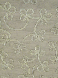 Dirty Coastal Fog 100% Silk Loopy Soutache Embroidered Dupioni 42W