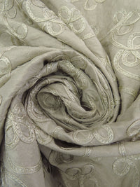 Dirty Coastal Fog 100% Silk Loopy Soutache Embroidered Dupioni 42W