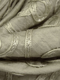 Dirty Coastal Fog 100% Silk Loopy Soutache Embroidered Dupioni 42W