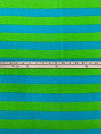 Lime/Moonstone Blue Cotton/Lycra Horizontal Stripe Jersey Knit 60W