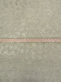 Dirty Coastal Fog 100% Silk Loopy Soutache Embroidered Dupioni 42W