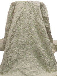 Dirty Coastal Fog 100% Silk Loopy Soutache Embroidered Dupioni 42W