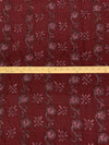 Claret/Rose Dust 100% Silk Hand-Dyed Leaf Embroidered Dupioni 42W