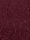 Antique Burgundy 100% Silk Floral Scrolls Embroidered Woven 42W