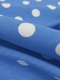 Dark Cornflower/White Cotton/Lycra Polka Dot Print Jersey Knit 60W