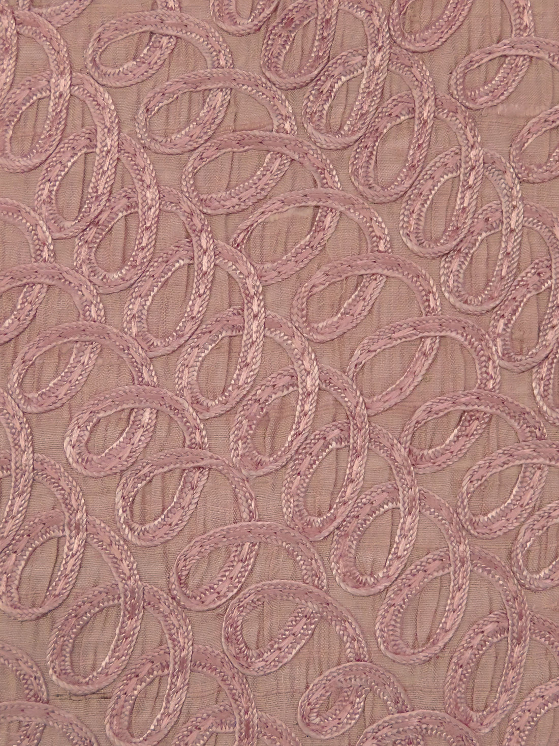 Old Rose 100% Silk Embroidered Soutache Loops Dupioni 38W