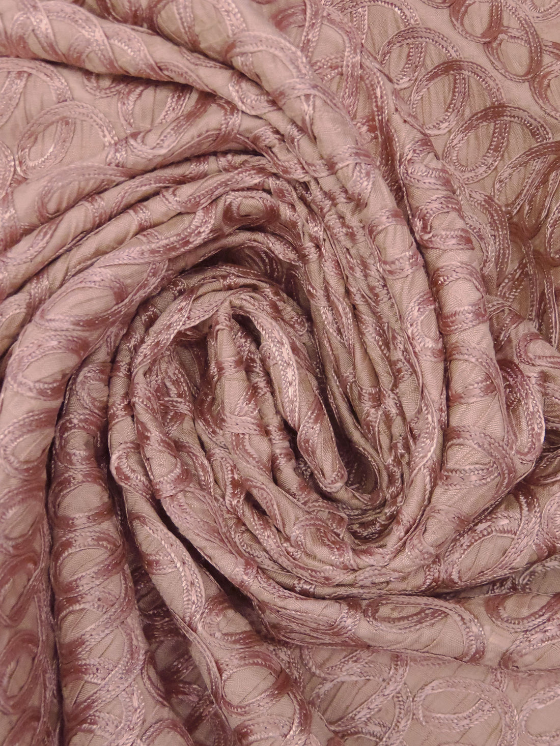 Old Rose 100% Silk Embroidered Soutache Loops Dupioni 38W