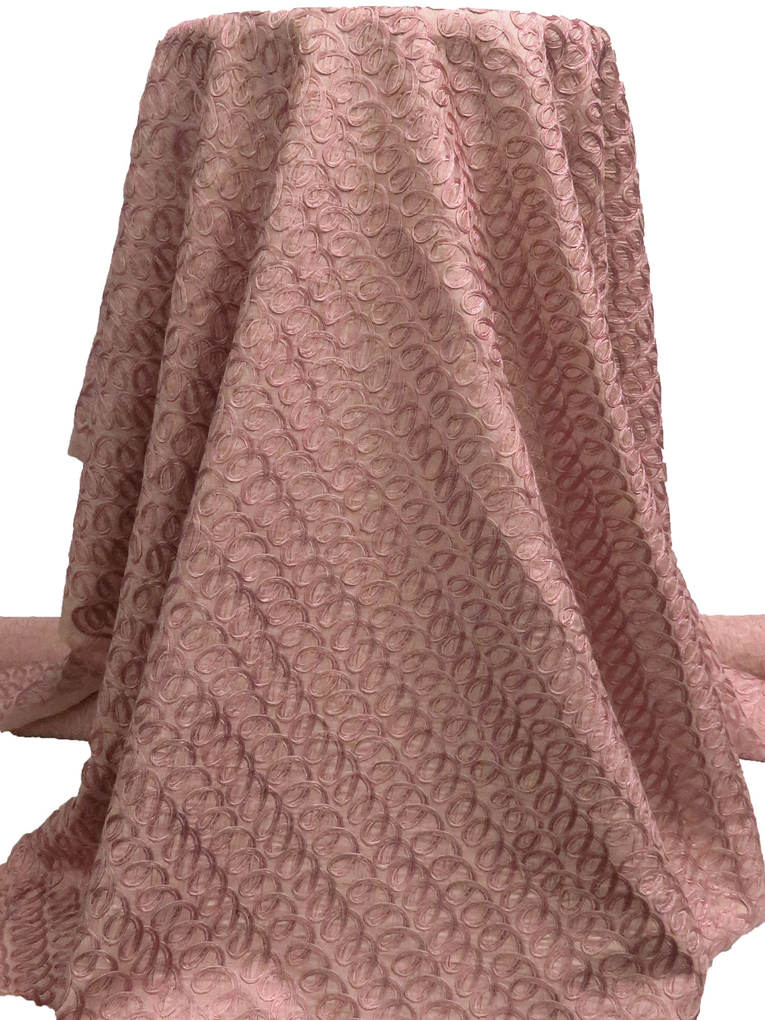 Old Rose 100% Silk Embroidered Soutache Loops Dupioni 38W
