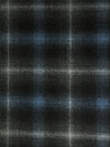 Raven Black/Steel Blue/Pale Gray Wool/Polyester Plaid Flannel Coating - NY Designer - 59W