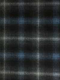 Raven Black/Steel Blue/Pale Gray Wool/Polyester Plaid Flannel Coating - NY Designer - 59W