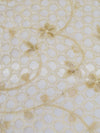 Beige/Cream 100% Silk Embroidered Floral On Geometric Organza 42W