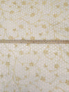 Beige/Cream 100% Silk Embroidered Floral On Geometric Organza 42W