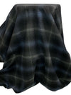 Raven Black/Steel Blue/Pale Gray Wool/Polyester Plaid Flannel Coating - NY Designer - 59W