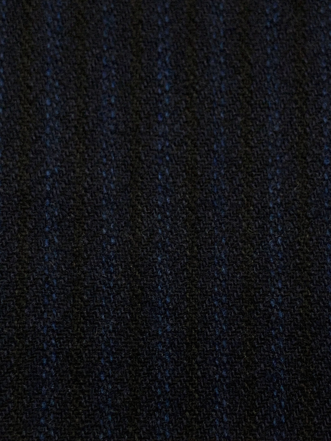 Dark Blue/Muted Black Wool/Polyester Vertical Stripe Flannel Suiting - NY Designer - 60W