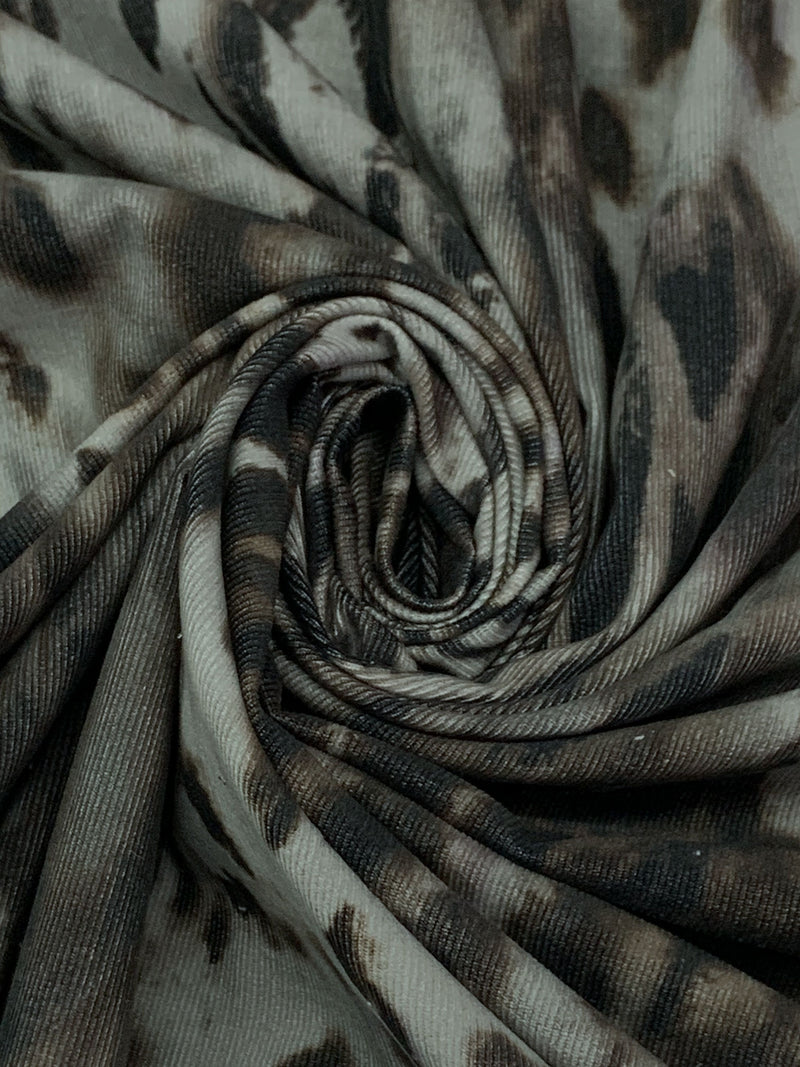 Nickel/Dark Chocolate/Black/Amethyst 100% Cotton Abstract Animal Print Pinwale Corduroy - Imported From Italy - 54W