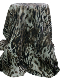 Nickel/Dark Chocolate/Black/Amethyst 100% Cotton Abstract Animal Print Pinwale Corduroy - Imported From Italy - 54W