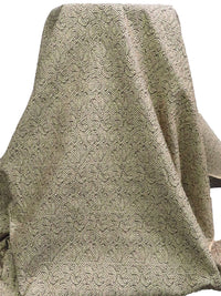 Pale Oatmeal/Black 100% Silk Paisley Weave Jacquard Woven 42W