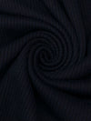 Navy/Black Wool/Nylon Chunky Rib Sweater Knit - Imported From Italy - 64W