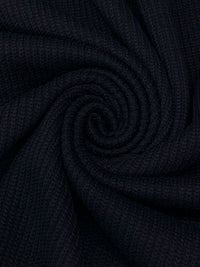 Navy/Black Wool/Nylon Chunky Rib Sweater Knit - Imported From Italy - 64W