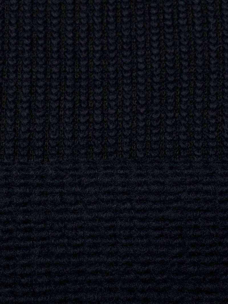 Navy/Black Wool/Nylon Chunky Rib Sweater Knit - Imported From Italy - 64W