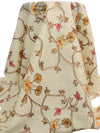 Beige/Raw Sienna/Apricot/Multi 100% Silk Embroidered Painterly Floral Vines Organza 42W
