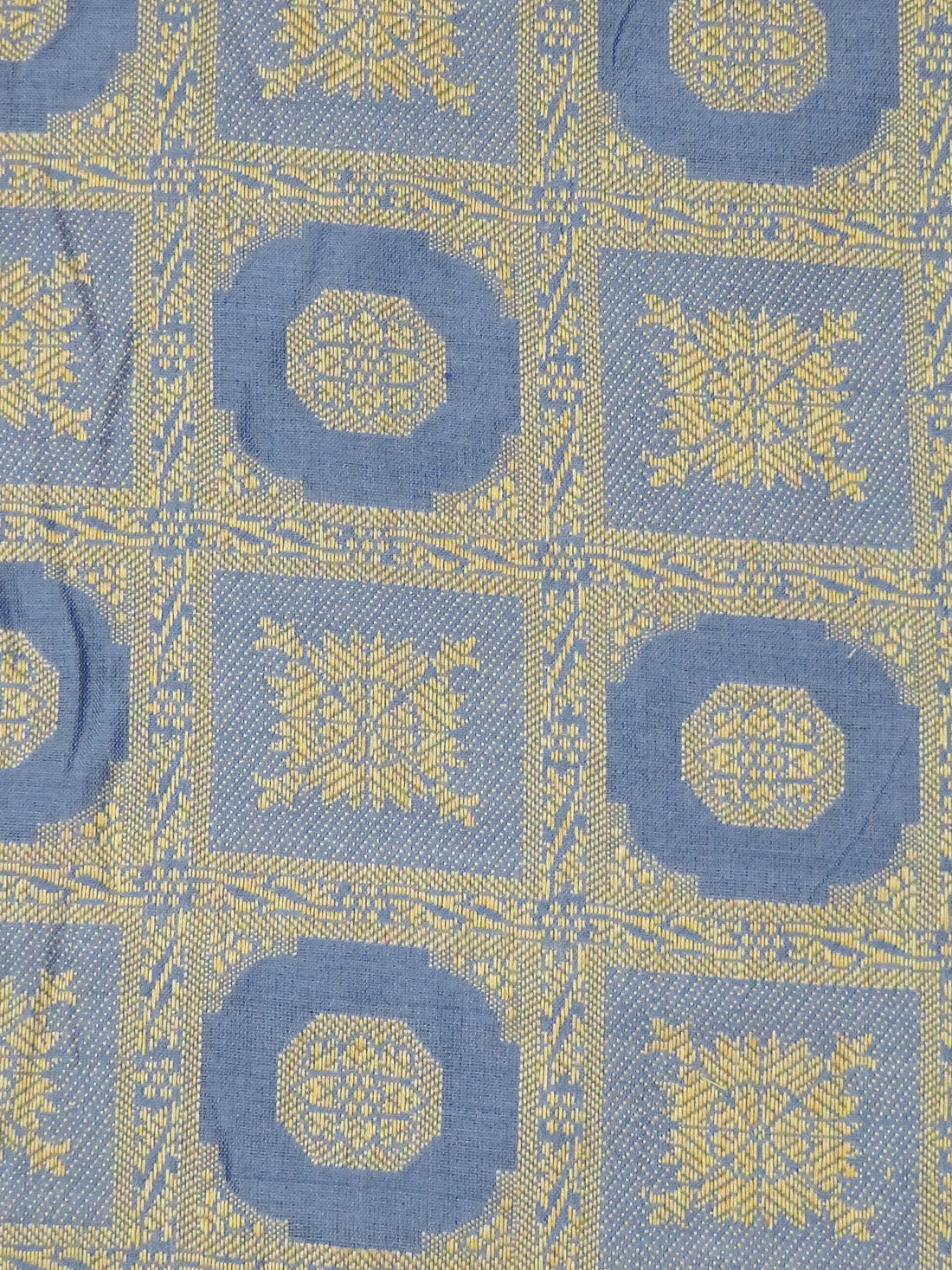 Slate/Brass 100% Silk Framed Motif Weave Jacquard Woven 42W