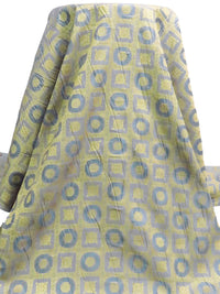 Slate/Brass 100% Silk Framed Motif Weave Jacquard Woven 42W
