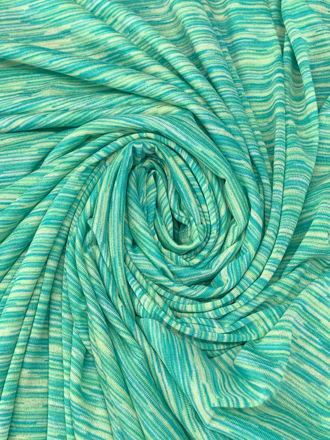 Medium Turquoise/Tea Green/Multi 100% Rayon Horizontal Space-Dyed Jersey Knit - LA Designer - 64W