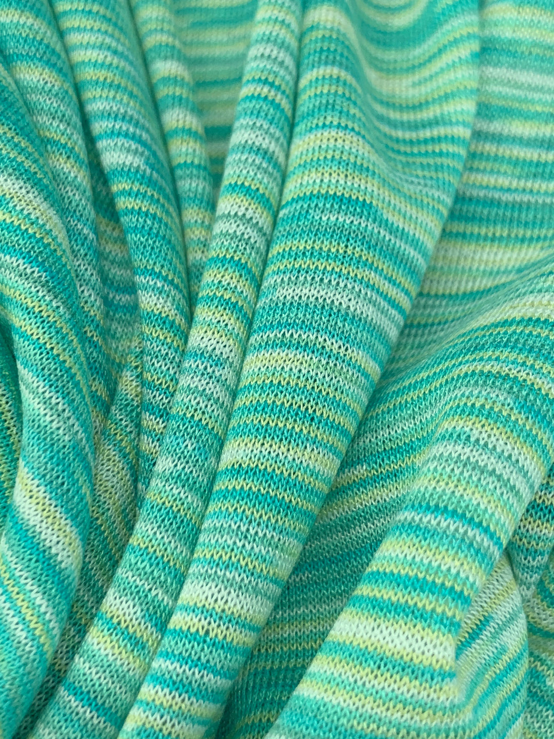 Medium Turquoise/Tea Green/Multi 100% Rayon Horizontal Space-Dyed Jersey Knit - LA Designer - 64W